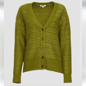 525 America Textured Stripe Cardigan chartreuse